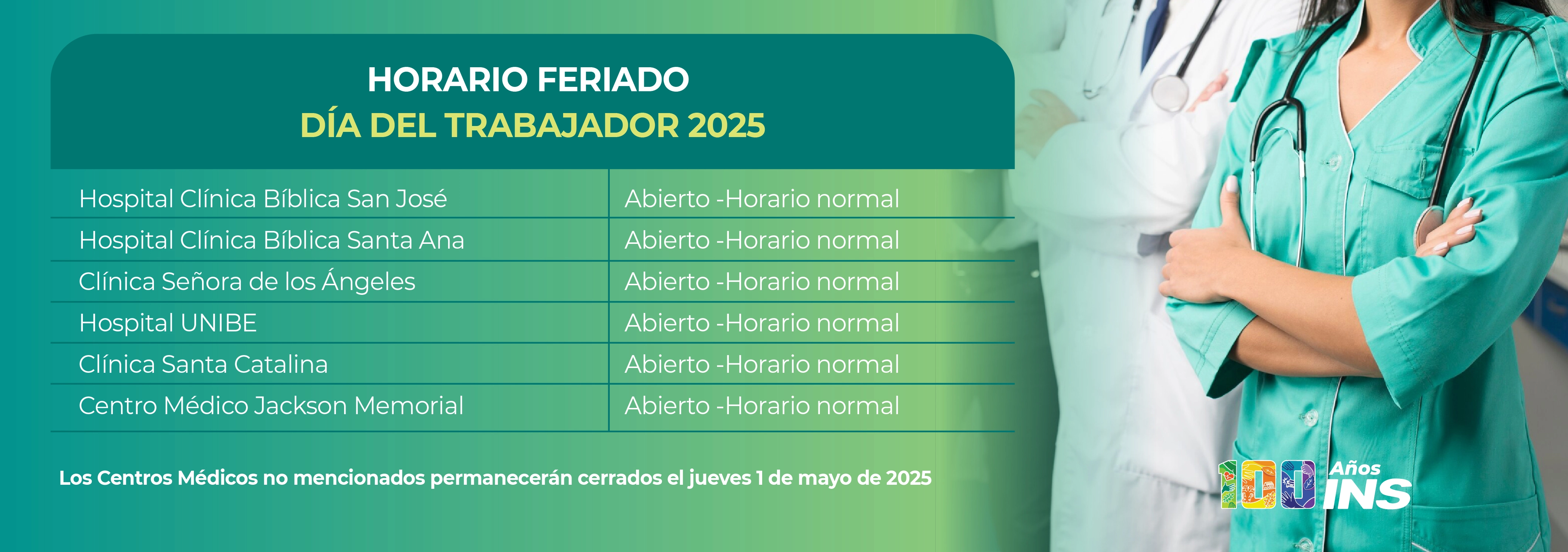 Horarios de atención  del programa de AMP durante el 1 de mayo de 2025.